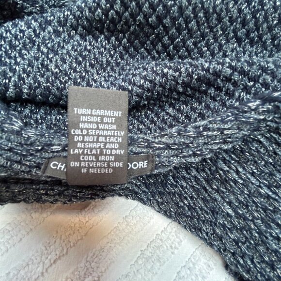 Chelsea & Theodore Women's Open Front Cardigan Sweater Small Blue Fringe Trim - Picture 4 of 8